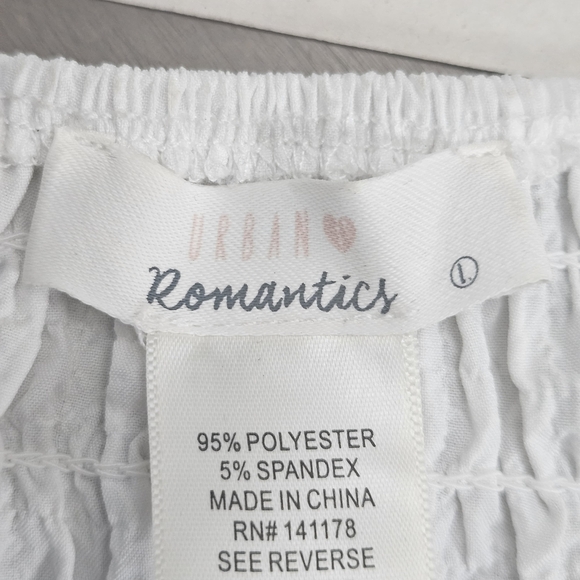 URBAN Romantics White Smocked Peplum Blouse - Picture 7 of 7